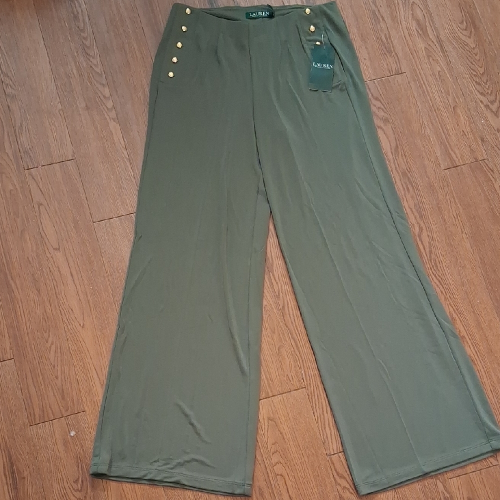 Ralph Lauren Wide Leg Pants in Olive Green
